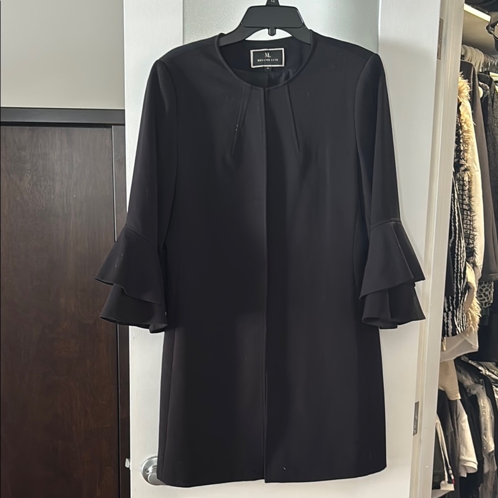 Melanie Lyne Black Ruffle Sleeve Coat